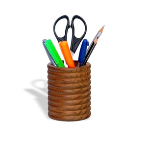 Portalápices y bolígrafos cuadrado de madera, hecho a mano, ajustable, moderno, para escritorio - Product Image 4