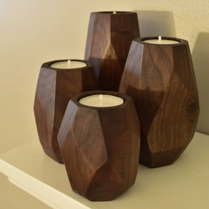 HAndcrafted new <b>set</b> of 4 pcs <b>candle</b> holder wooden luxury home decor premium quality - Product Image 1
