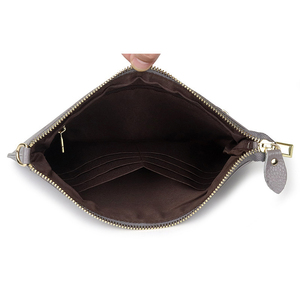 Cartera de mano de cuero genuino impermeable para mujer al por mayor con cremallera larga, decoración de cadena y tarjetero - Product Image 4