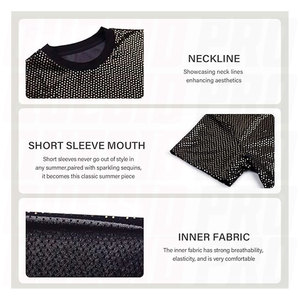 Camisetas brillantes para hombre, de manga corta, con lentejuelas, para discoteca, fiesta, club, ropa de escenario, moda llamativa - Product Image 4