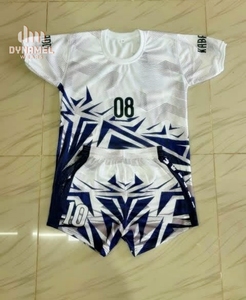 ชุดเสื้อฟุตบอลแบบซับลิเมชั่นสีขาวน้ำเงิน คอกลม แขนสั้น ระบายอากาศได้ดี ผลิตจากโพลีเอสเตอร์ สำหรับผู้ใหญ่ ใส่ได้ทั้งชายและหญิง ไซส์พลัส เหมาะสำหรับฤดูร้อน - Product Image 1