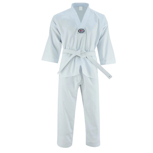Uniforme de Taekwondo Blanco, 100% Algodón, Transpirable, Unisex, para Adultos, de una Pieza, con Logotipo Frontal - Product Image 2