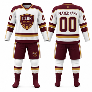 Custom MEGAMAPLE Ice Hockey Uniform Jersey Set Men's Sportswear Opera <b>Hand</b> <b>Warmer</b> All Seasons 100% Polyester Heat-Transfer - Product Image 1