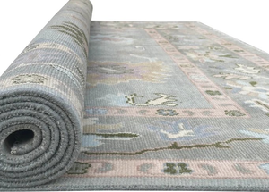Alfombra Persa Oushak de Lana Anudada a Mano de Primera Calidad |   Alfombra Moderna de Color Gris Marrón Pastel con Diseño Floral, Hecha a Mano, Apta para Mascotas, Antideslizante, 1 Pieza - Product Image 3