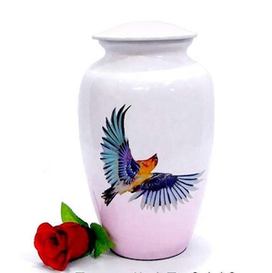 Urne funéraire internationale Falah, élégante, en métal sculpté à la main, blanc pur et rose, design classique, avec urne funéraire 2026 - Product Image 2