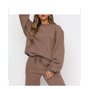 Tracksuits Women <b>Oversized</b> Thick 100% Cotton Two Piece Set Custom Logo <b>Sweatpants</b> and Hoodie Wholesale Rate With Customization - Product Image 5
