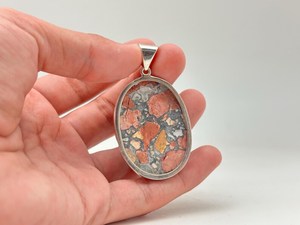 Pendentif ovale élégant vintage en jaspe, fait main, en argent sterling 925, pierre précieuse naturelle, collier artisanal, design unique - Product Image 2