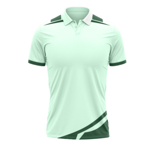 Polo pour homme bleu clair et vert foncé à blocs de couleur, manches courtes, col rabattu, en polyester anti-humidité, coupe athlétique - Product Image 4