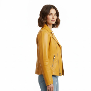 Women PU Leather Jacket OEM Wholesale Custom Made Breathable Quick-Dry Winter Stylish Fashion Outerwear Casual Wear Cotton - Product Image 2