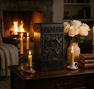 Hand Carved American Style Durable Wooden Cremation Urn for Pet Deer Fish Hunting Theme Eco-Friendly <b>Memorial</b> <b>Box</b> - Product Image 3