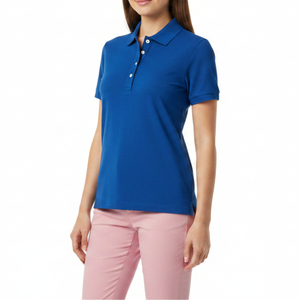 Exoro Meilleure Vente Femme Bleu 100% Coton Piqué Respirant pour Chemise Manches Courtes Solide Décontracté Longueur Régulière - Product Image 1