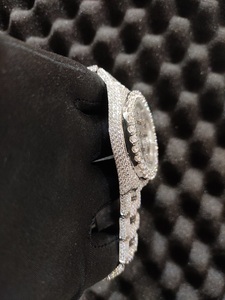 VVS Moissanite Diamond Wrist <b>Watch</b> Round <b>Case</b> 41mm Analog Display Roman Numeral Stainless Steel Deployment Clasp Men With Box - Product Image 4