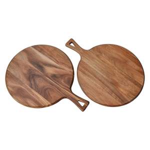 Assiette à steak et à pizza en bois d'acacia de qualité supérieure |   Assiette ronde en bois robuste - Product Image 2