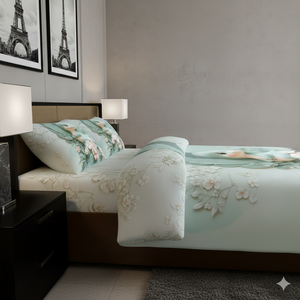 Elegante Juego de Sábanas Estampadas de 3 Piezas Tamaño Queen de la Colección Kidzee, 2 Fundas de Almohada de Microfibra de 400 Hilos Resistentes a la Decoloración, para Hospital y Hotel - Product Image 3