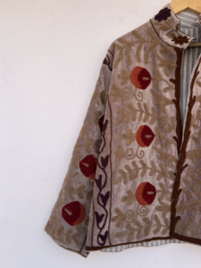Velvet Suzani Bomber <b>Jacket</b> <b>Reversible</b> Hand Embroidered Boho Vintage Short Coat Free Size Ethnic Wear Floral Pattern Women - Product Image 3