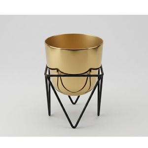 Premium Gold Finished Metal Planter with <b>Stand</b> Modern Design Indoor Outdoor Plant <b>Pot</b> <b>Stand</b> Decorative Home Garden Decor Item - Product Image 5