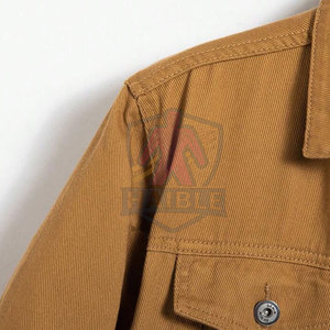 เสื้อแจ็คเก็ตยีนส์ลำลองสำหรับผู้ชาย สีพื้น ปิดกระดุมด้านหน้า โลโก้ปรับแต่งได้ ผ้าฝ้าย 100% ระบายอากาศ แห้งเร็ว - Product Image 3