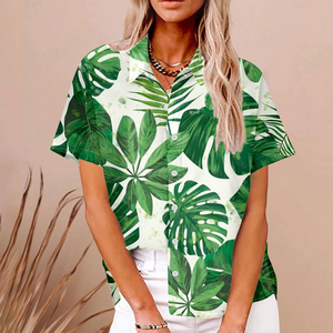 Nueva Llegada, MOQ Bajo, Camisas Hawaianas Personalizadas por Sublimación, Tallas Grandes, Camisas de Botones para Mujer, Estilo Urbano, Playeras Hawaianas - Product Image 1