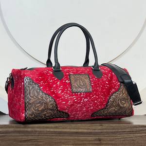 Hair on Metallic Cowhide Tooled <b>Leather</b> Travel <b>Duffel</b> <b>Bags</b> Western Design High Quality Large Capacity Travel Weekender <b>Bags</b> - Product Image 3
