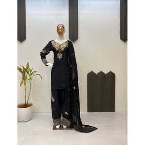 Conjunto de Top, Pantalón y Dupatta para Fiesta, Talla XL, Estilo Elegante - Product Image 1