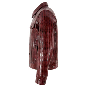Wholesale Mens Crocodile Embossed Cowhide Leather Trucker <b>Jacket</b> <b>Western</b> Classic Shirt Style <b>Jacket</b> Private Label Manufacturer - Product Image 5