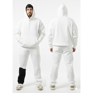 Wholesale Blank <b>Tracksuit</b> Heavyweight Fleece Two Piece Set Mens <b>Plain</b> Over Sized Drop Shoulder Pullover Hoodie Jogger Pants - Product Image 1
