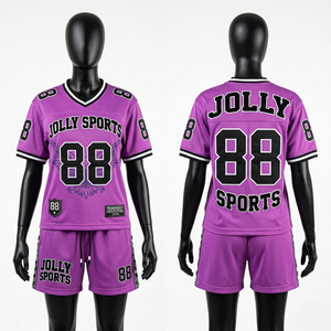 Ensemble short et maillot de football pour femmes, 180 GSM, polyester interlock, rose et noir, panneau latéral avec impression par sublimation, logo, ensembles pour femmes - Product Image 3