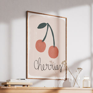 ภาพพิมพ์บนผ้าใบสำหรับห้องครัว, โปสเตอร์ภาพประกอบตัวอักษรผลไม้เชอร์รี่น่ารัก, ของตกแต่งผนังห้องครัวสไตล์สแกนดิเนเวียน - Product Image 3