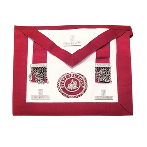 Delantal Masónico Clásico de Satén Bordado en 3D con Estampado de Lámina Dorada, 1-1/2 Pulgadas de Ancho, Cierre Ajustable, Flecos Tradicionales, Personalizado - Product Image 3