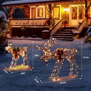 4ft 30V 3.6W Moose Family 200LED Leather String Light Garden Decoration 2pcs Brown 4ft 30V 3.6W Moose Family Light Light Light - Product Image 3