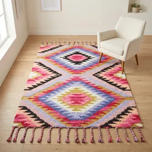 Quickship HILTEX Antolia Persian Design Kilim Cotton & Metallic Rugs Handmade Flat Weave Low Pile Thin Washable Latex Backing - Product Image 2