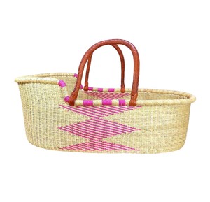 Vendor modern fuchsia accent high wall seagrass <b>changing</b> <b>basket</b> integrated with rattan <b>changing</b> kid <b>basket</b> and straps - Product Image 2