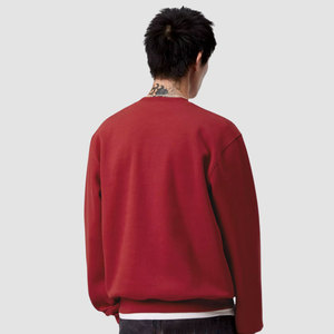 Sweat-shirt pour homme beige à col rond, essentiel, coupe ajustée, extensible, avec poches, pour l'extérieur - Product Image 4