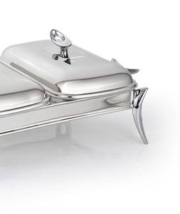 Plat de service rectangulaire haut de gamme en acier inoxydable doré et argenté avec double couvercle pour buffet multi-plats - Product Image 6