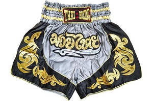 Pantalones Cortos de Boxeo Tailandés para Hombre, Satinados, Bordados con Patrón Dorado, Cintura Alta, Elásticos, Transpirables, Deportivos - Product Image 1