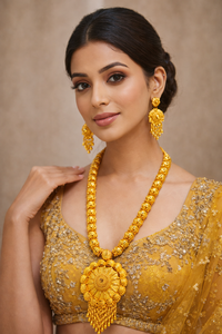 Conjunto de Collar y Pendientes Vintage de Cobre 18K con Baño de Oro 24K, Diseño Floral, Joyería de Moda Francia-Estados Unidos - Product Image 3