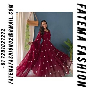 Robes Anarkali TENDANCE par FATEMA FASHION, en faux georgette brodée, tenue de soirée prête à porter, haut, bas, dupatta, salwar kameez - Product Image 2