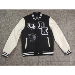 Low MOQ Blank Streetwear <b>Jackets</b> High School Letterman Embroidered <b>Jacket</b> Autumn Wear Casual Turn Down Collar Snap Button Coat - Product Image 5