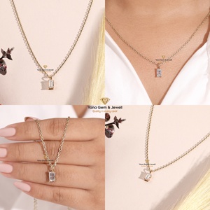 Pendentif en or jaune massif 14 carats personnalisé avec initiale B, diamant cultivé en laboratoire CVD de couleur F, clarté VS1, 1,00 carat, pour femme - Product Image 5