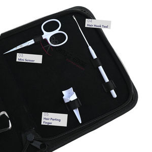 Kit de herramientas para extensiones de cabello blanco para estilistas: Alicates para microperlas, crimpado y extracción, gancho para cabello, mini tijeras y separador de cabello. - Product Image 4