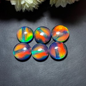 Opale Aurore Synthétique Calibrée, Taille Brillant, Cabochon, Effet Multicolore Changeant de Couleur, Pierre Libre pour la Fabrication de Bijoux - Product Image 2