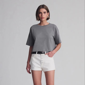 Camiseta corta para mujer, de manga corta, cuello redondo, informal, de algodón, holgada, estilo urbano, para verano, uso diario, con estampado gráfico. - Product Image 1