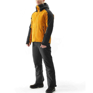 Custom Men's Color Block Hooded Snowboard <b>Jacket</b> Two Tone <b>Yellow</b> Black Winter <b>Ski</b> <b>Jacket</b> Waterproof Windproof Outdoor Snow - Product Image 1