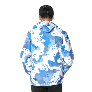 Men's Blue Camouflage Hooded <b>Racer</b> <b>Jacket</b> Waterproof Streetwear Zipper Closure Polyester Lightweight Custom Unisex Windbreaker - Product Image 4