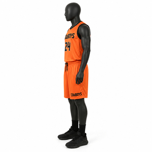 Sublimated Team Uniform Breathable Quick Dry Polyester Sportswear Custom Basketball Uniform Shorts Set Black <b>Red</b> Geometric - Product Image 1