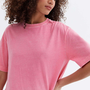 Womens Relaxed Jersey Short Sleeve T-Shirt Top Trending 100% Airlume Combed and <b>Ring</b> Spun Cotton 32 Single 4.2 oz Charity Pink - Product Image 3