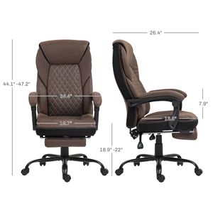 Executive Ergonomic Office Chair with High Back Swivel Wheels Padded Arms & <b>Footrest</b> BIFMA Certified Nylon Material Dark Brown - Product Image 3