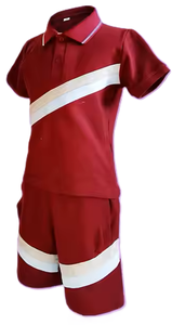 Conjunto Deportivo de Shorts y Vestido Rojo con Vuelo para Niñas de Primaria, Mezcla de Poliéster/Algodón Resistente. Personalización de Alta Calidad Unisex - Product Image 2