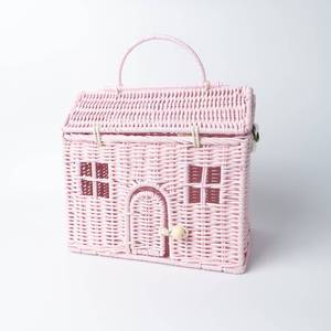 Innovadora casa en forma de color personalizado especial bolsas de regalo de cumpleaños para niños juguetes de ratán hechos a mano bolsa de almacenamiento cesta - Product Image 3