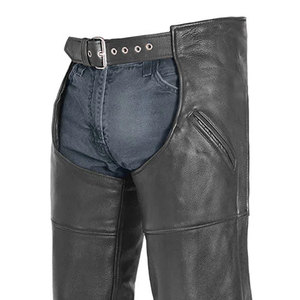 Pantalones de cuero genuino para hombre, estilo motero, con bolsillos desgastados, para montar a caballo, carreras y motociclismo. - Product Image 4